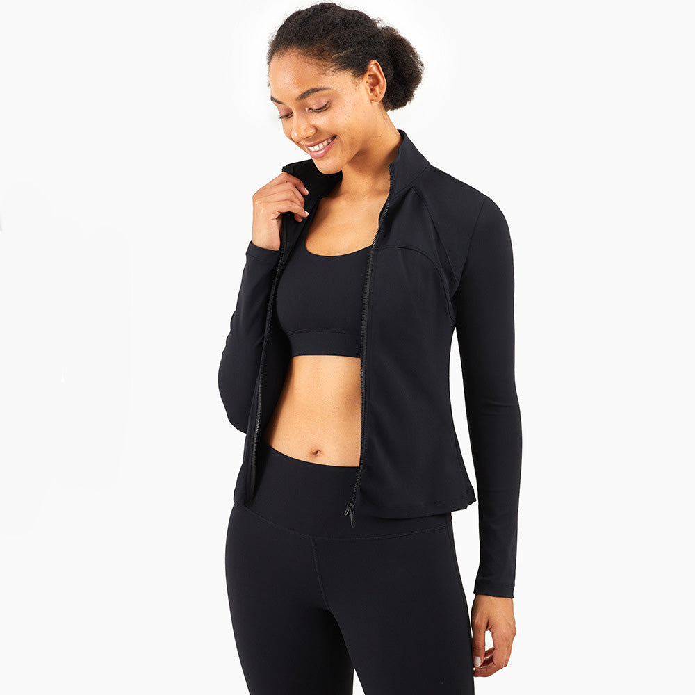 Workout Clothes Women's Long-sleeved Zipper Tight-fitting Slimming Sports Jacket Lulu Yoga Clothes Autumn And Winter