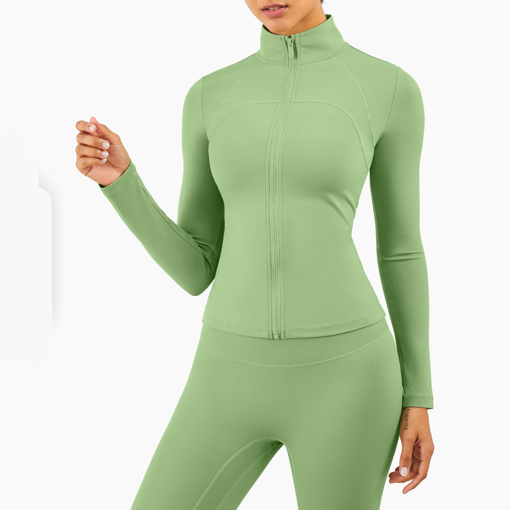 Workout Clothes Women's Long-sleeved Zipper Tight-fitting Slimming Sports Jacket Lulu Yoga Clothes Autumn And Winter