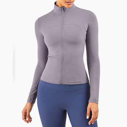 Workout Clothes Women's Long-sleeved Zipper Tight-fitting Slimming Sports Jacket Lulu Yoga Clothes Autumn And Winter